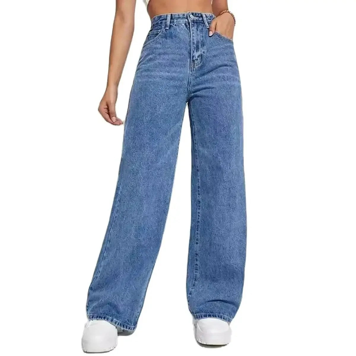 Adria Baggy Straight Jeans - Dark Wash Denim