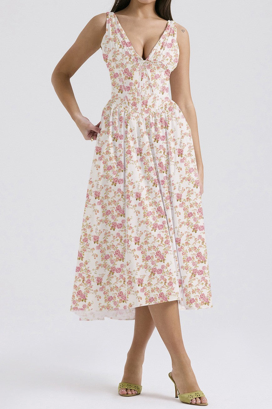 Amalfi Print Maxi Dress - Scarlet Bloom