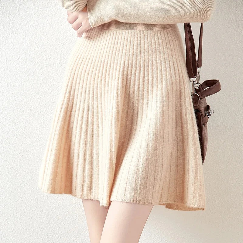 Arona Merino Cashmere Knit Skirt - Fawn