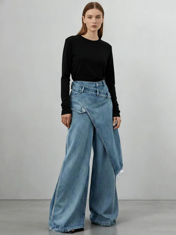 Aurelia Asymmetrical Wide-Leg Jeans