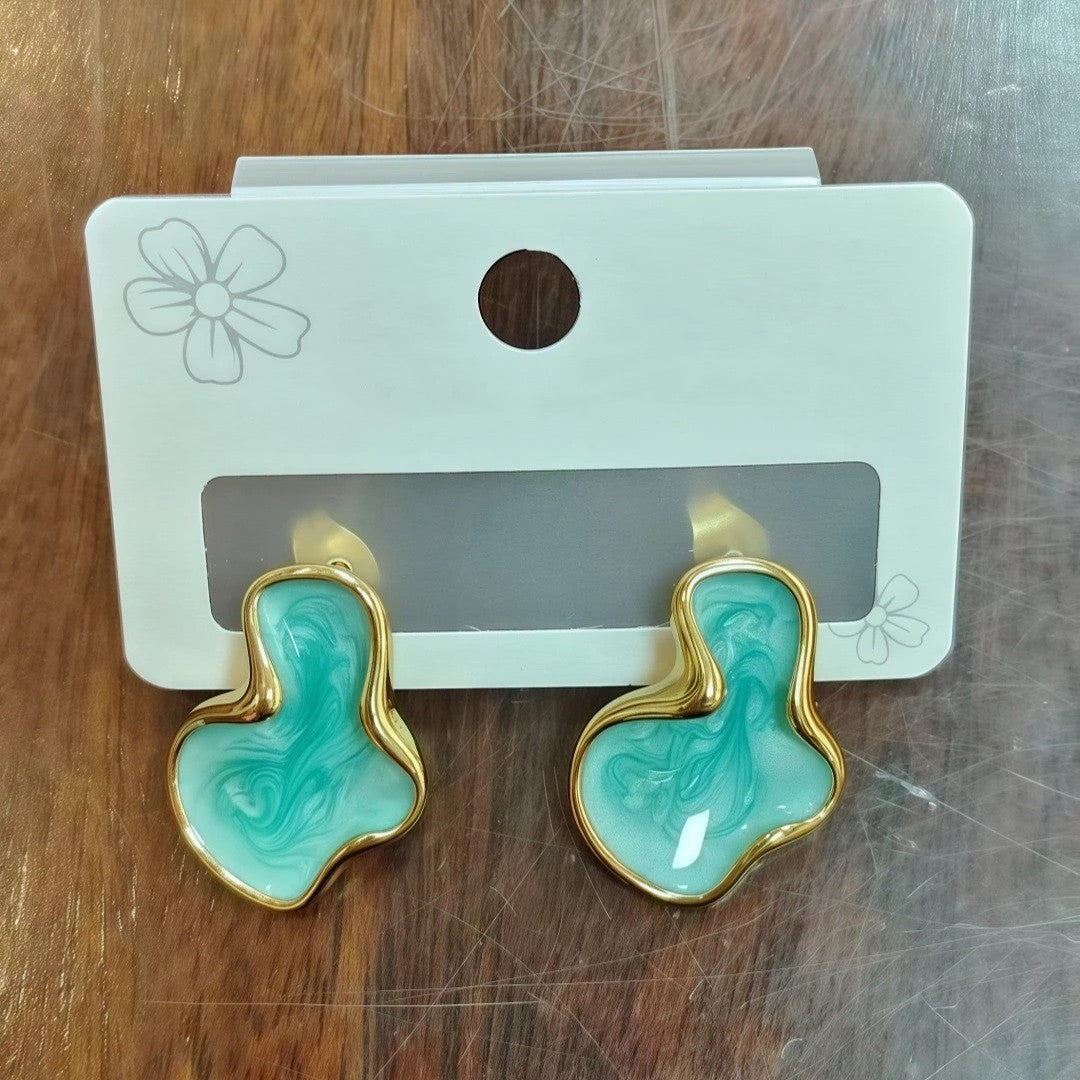 Cirrus Abstract Stud Earrings - Azure