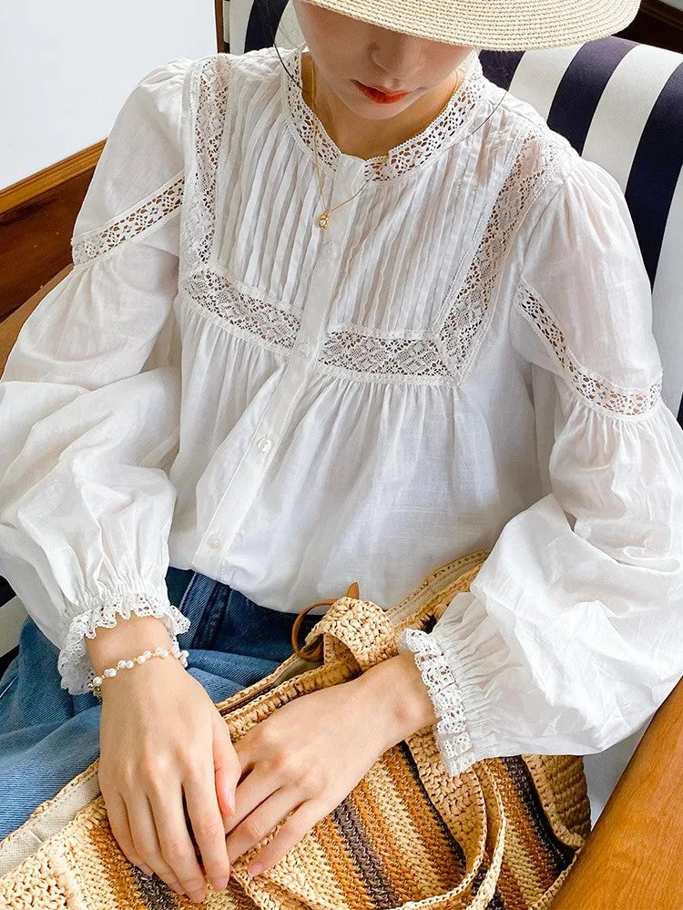 Elara 100% Cotton Lace Blouse
