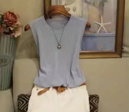 Garda Knit Vest Top - Sky Blue