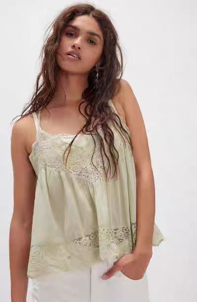 Siena V-Neck Lace Camisole - Almond