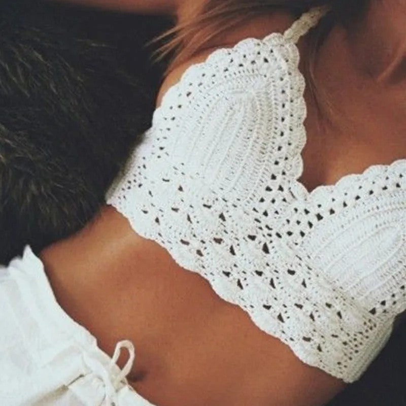 Lugano Crochet Crop Top - White