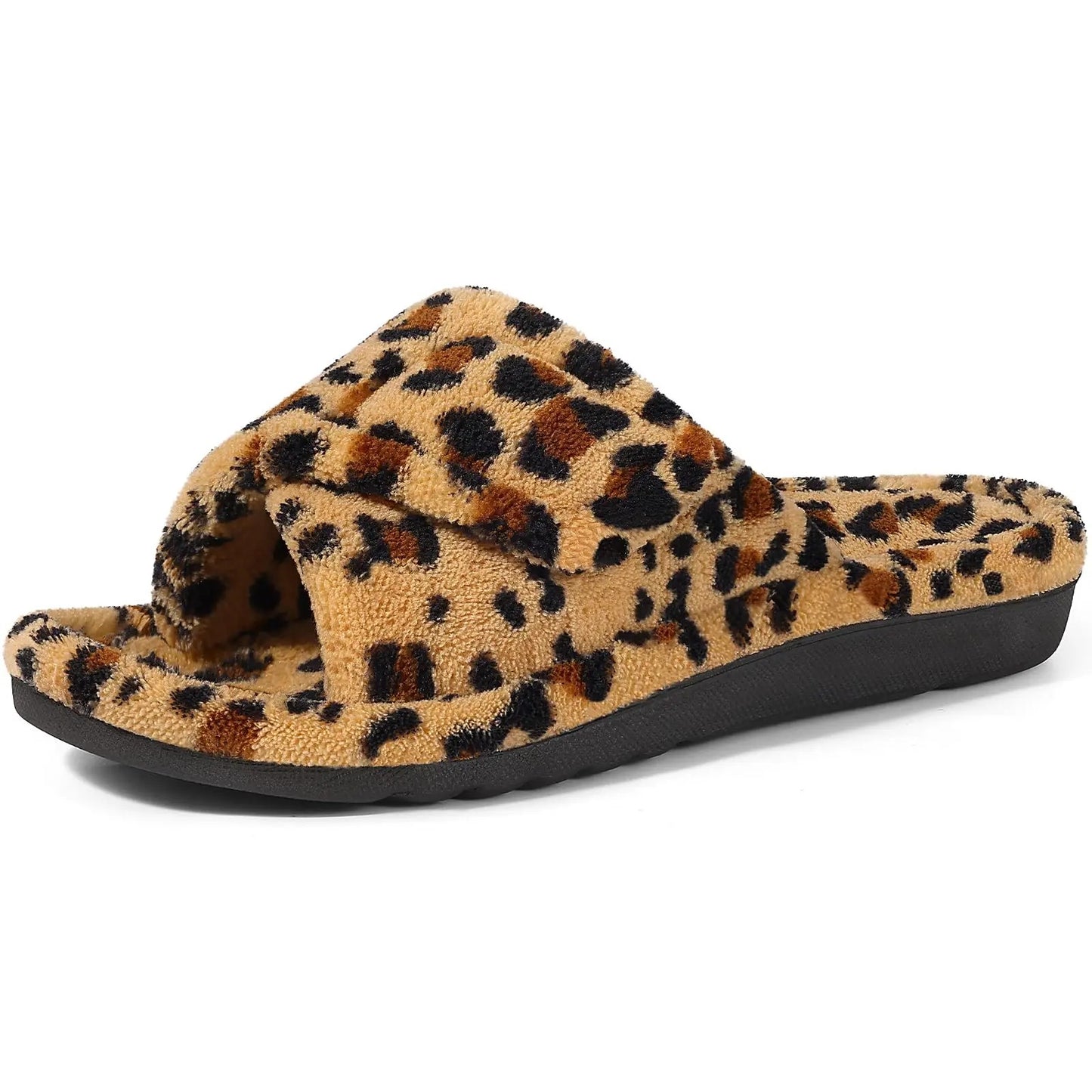 Lumira Fuzzy House Slippers - Leopard Print