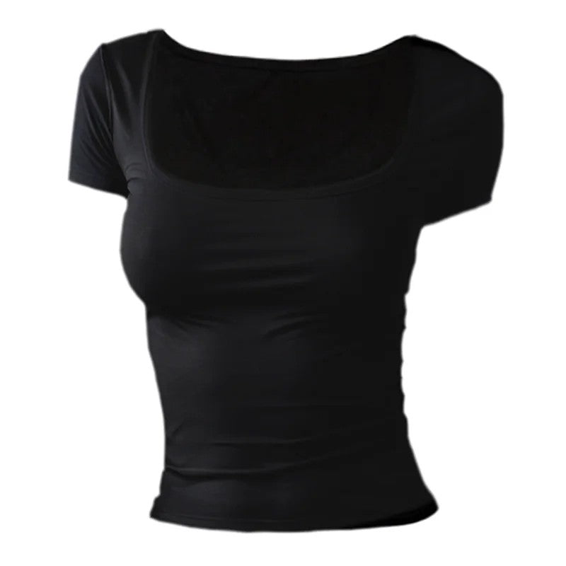 Malaga Square-Cut Tee - Black