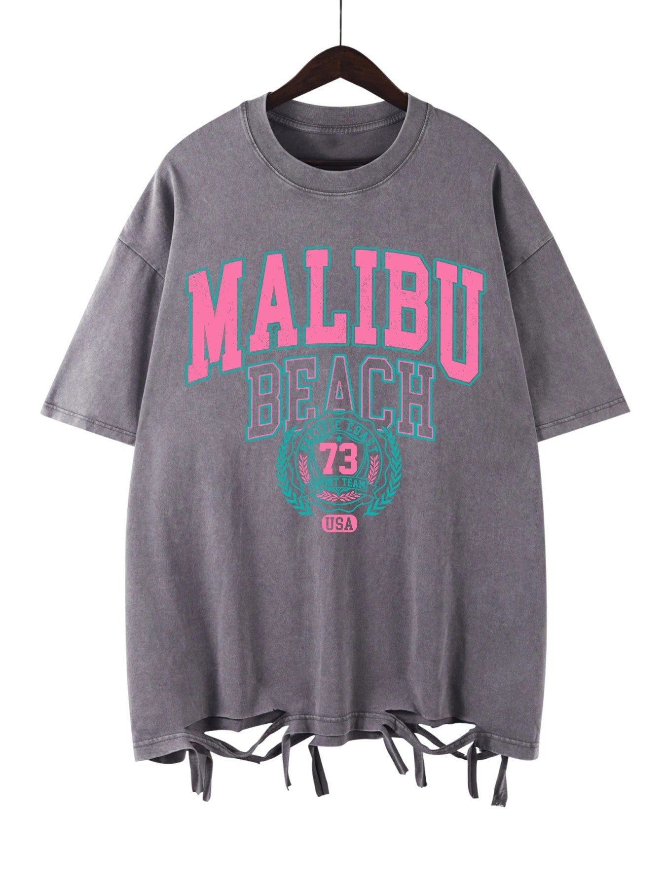 Malibu Distressed Cotton T-Shirt - Ash Gray