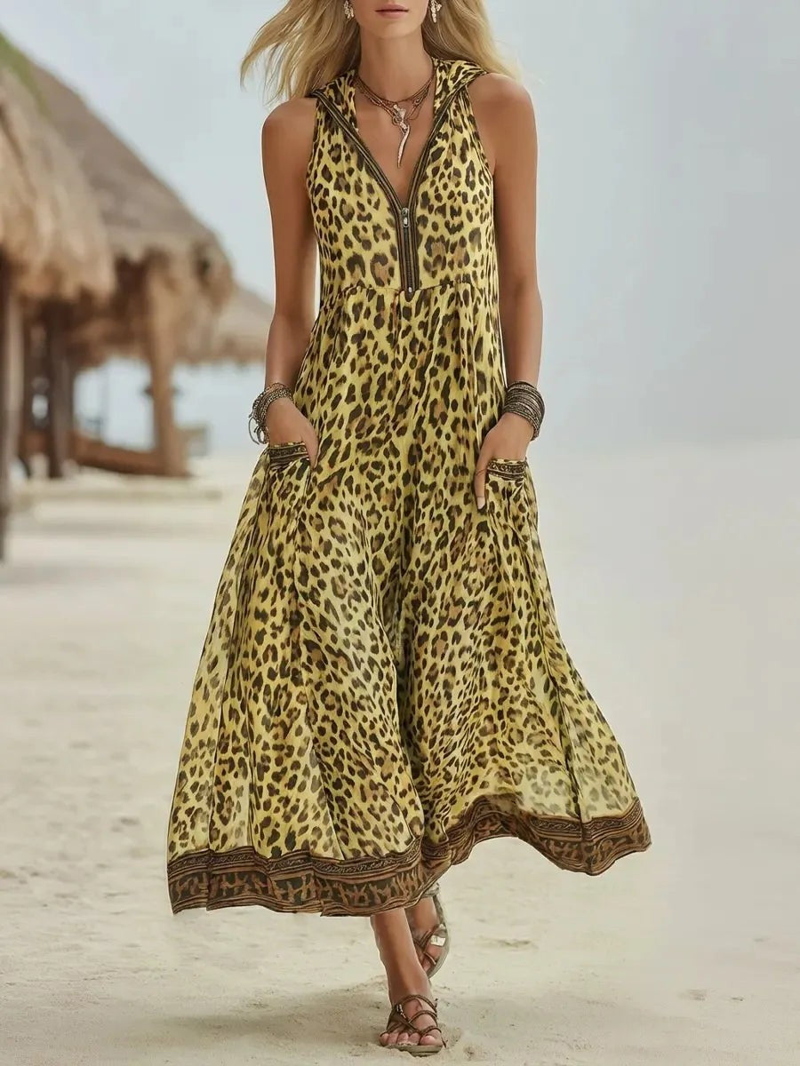 Marbella Leopard Maxi Dress - Marigold Yellow