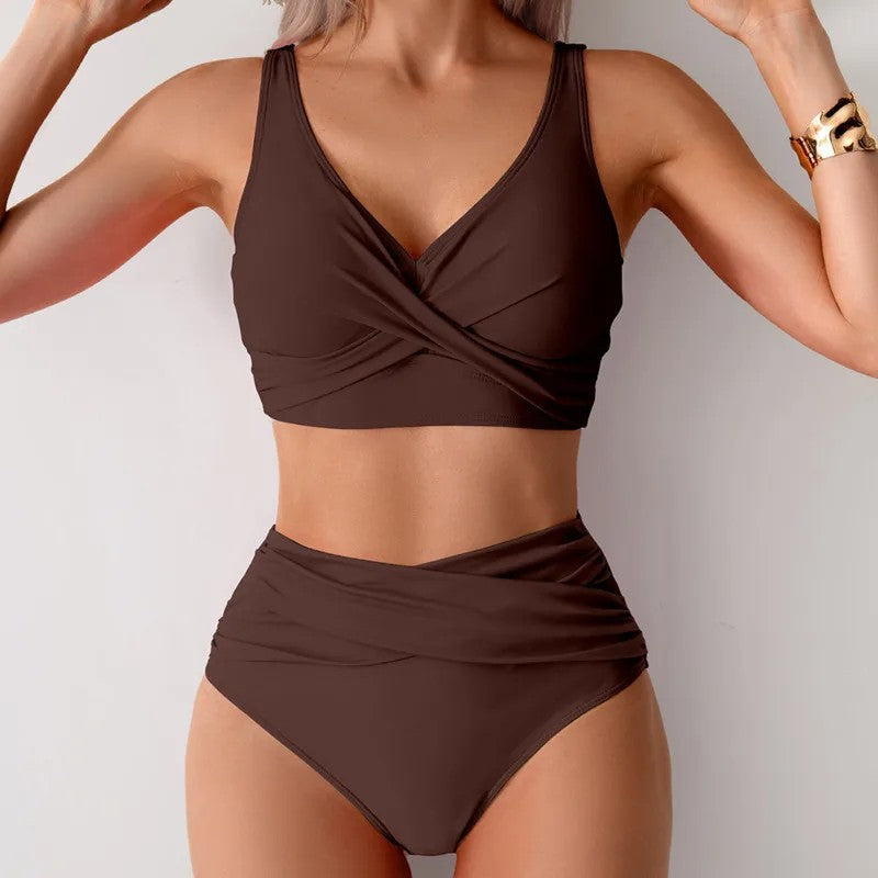 Solara High Waist Bikini Set - Espresso