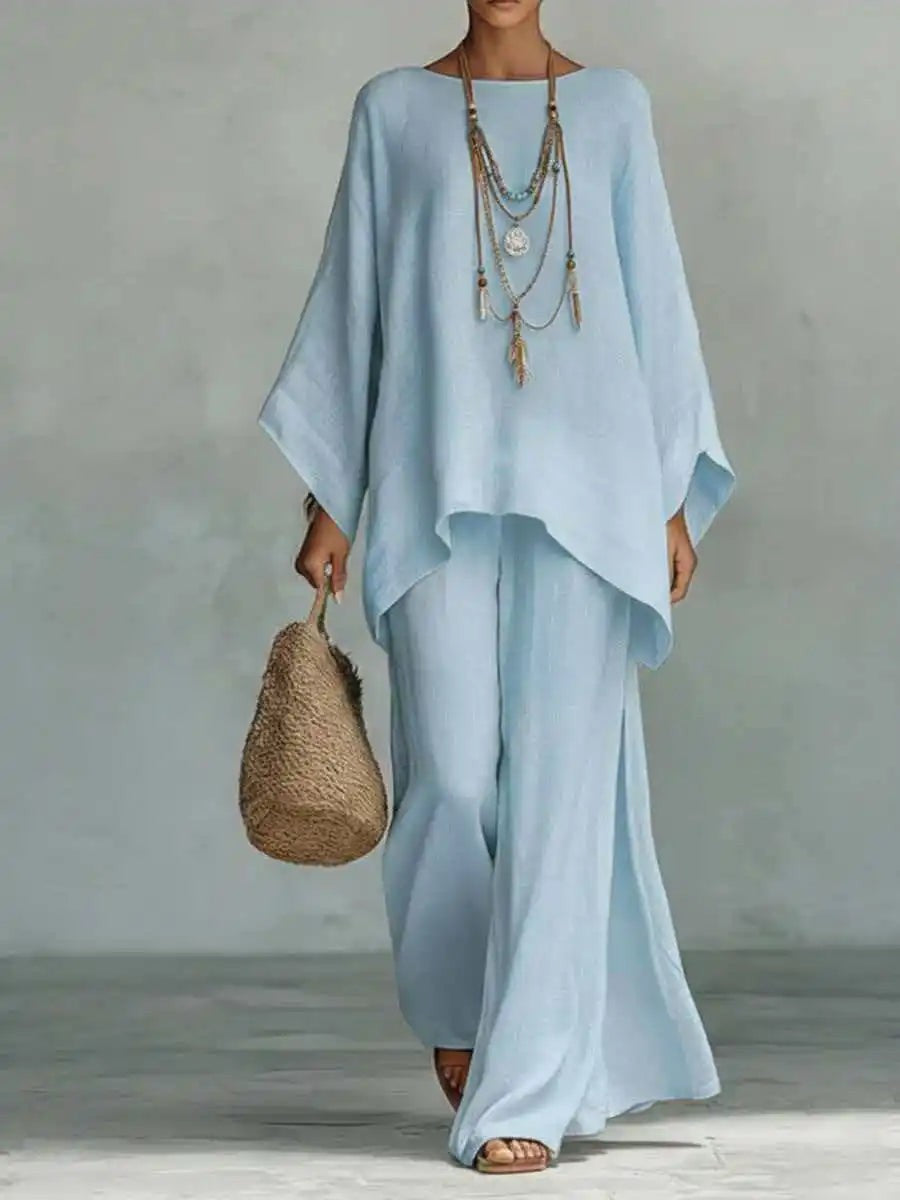 Palermo Linen Two Piece Set - Sky Blue