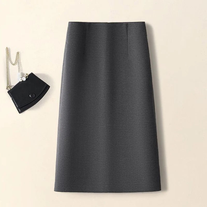 Pembrook Wool Midi Skirt - Charcoal Gray