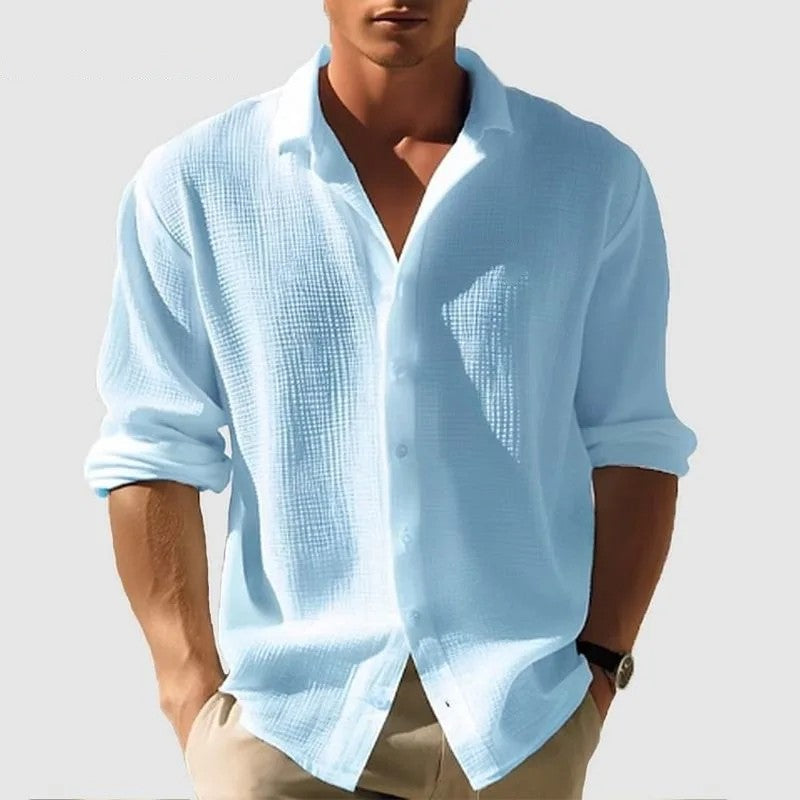 Poitiers Waffle Button-Down - Sky Blue