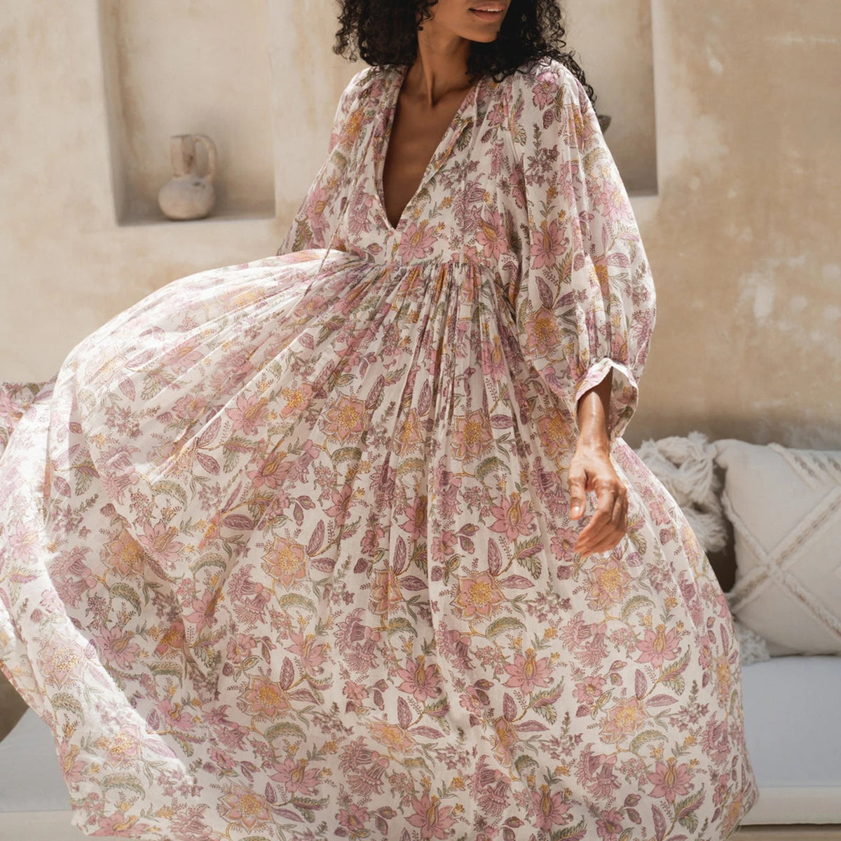 Taormina Floral Maxi Dress - Dusty Rose Floral