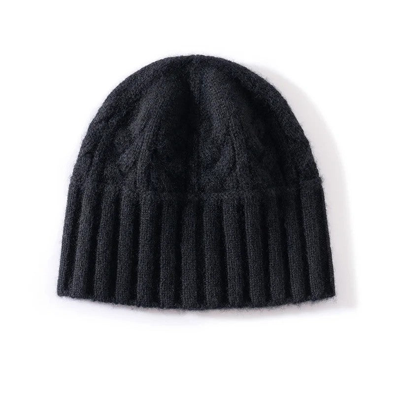 Tundra Cashmere Cable Knit Beanie - Onyx