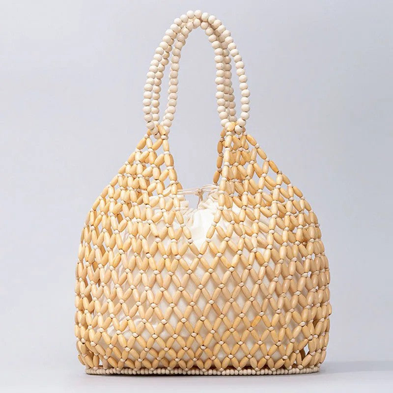 Valenza Woven Beaded Handbag - Yellow