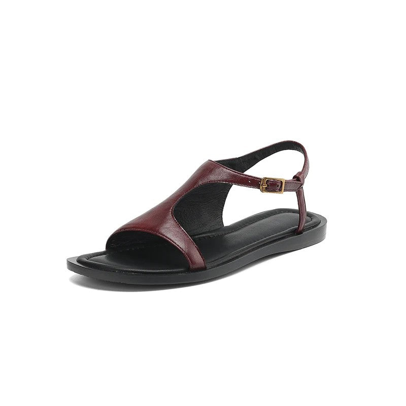Varena Split Leather Gladiator Sandals - Burgundy
