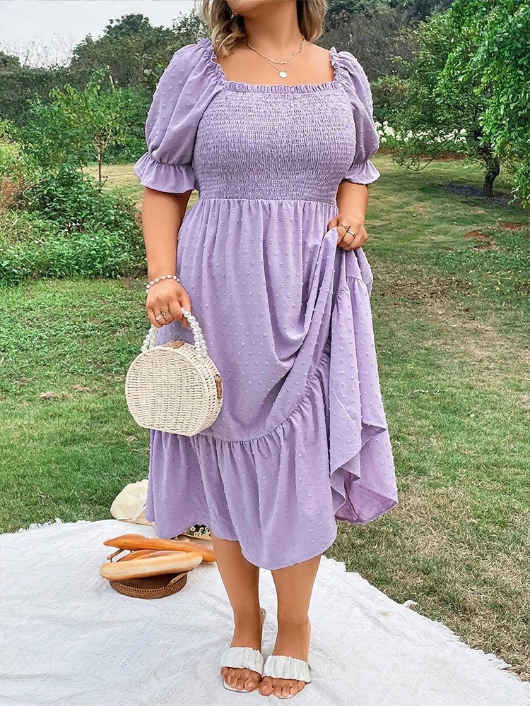 Vela Ruffle Hem Midi Dress - Amethyst Purple