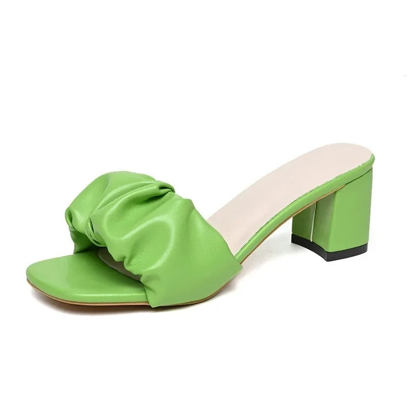 Vendome Pleated Square Toe Sandals
