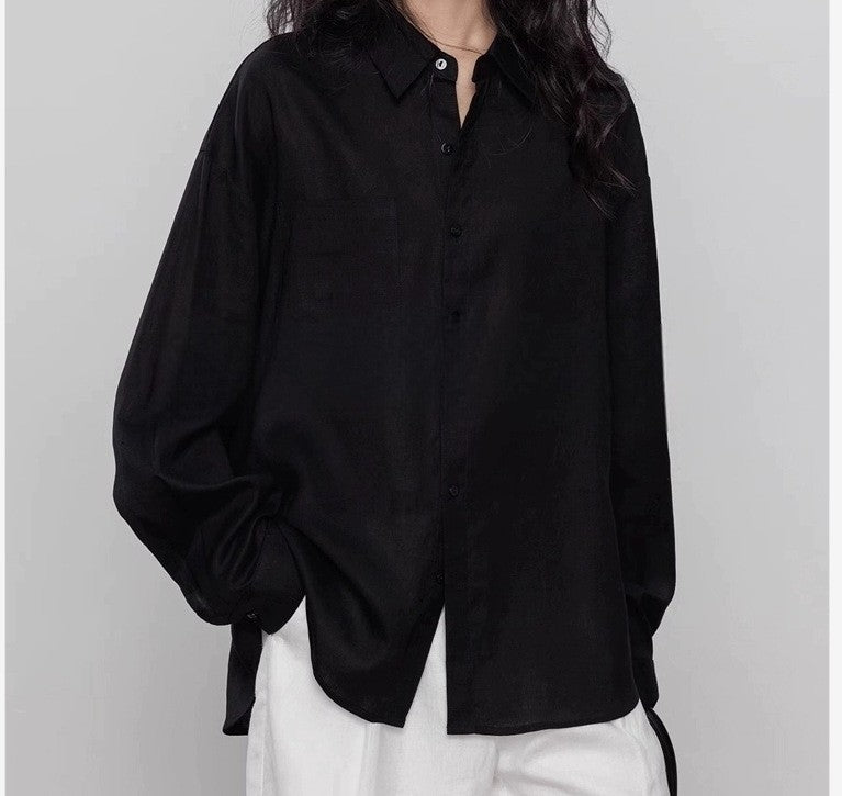 Verden Tencel Linen Shirt - Black