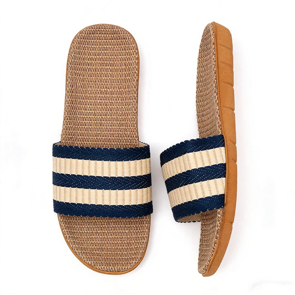 Verdon Linen Slippers - Azure