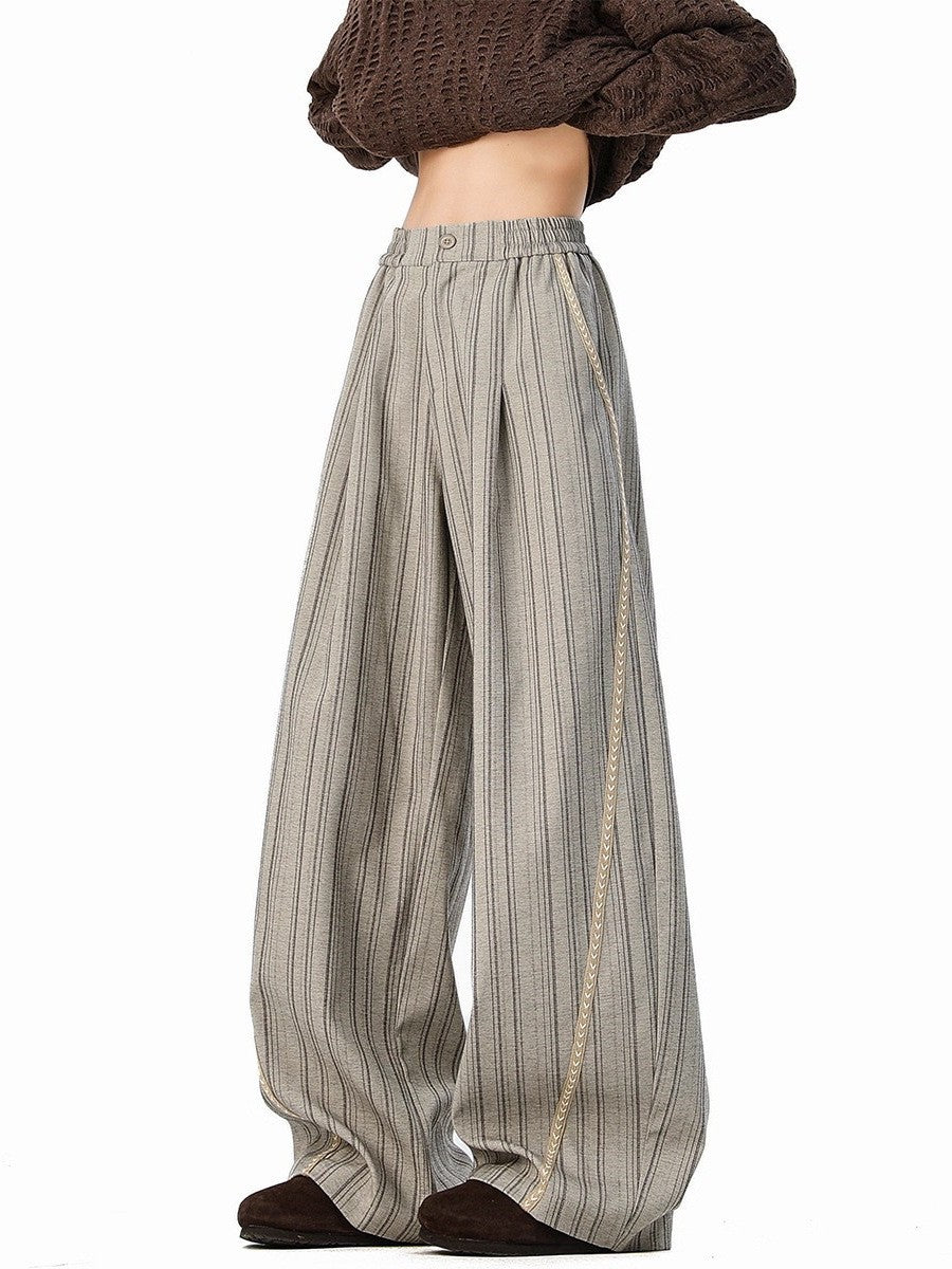 Vitoria Striped Wide-Leg Trousers - Sahara Sand