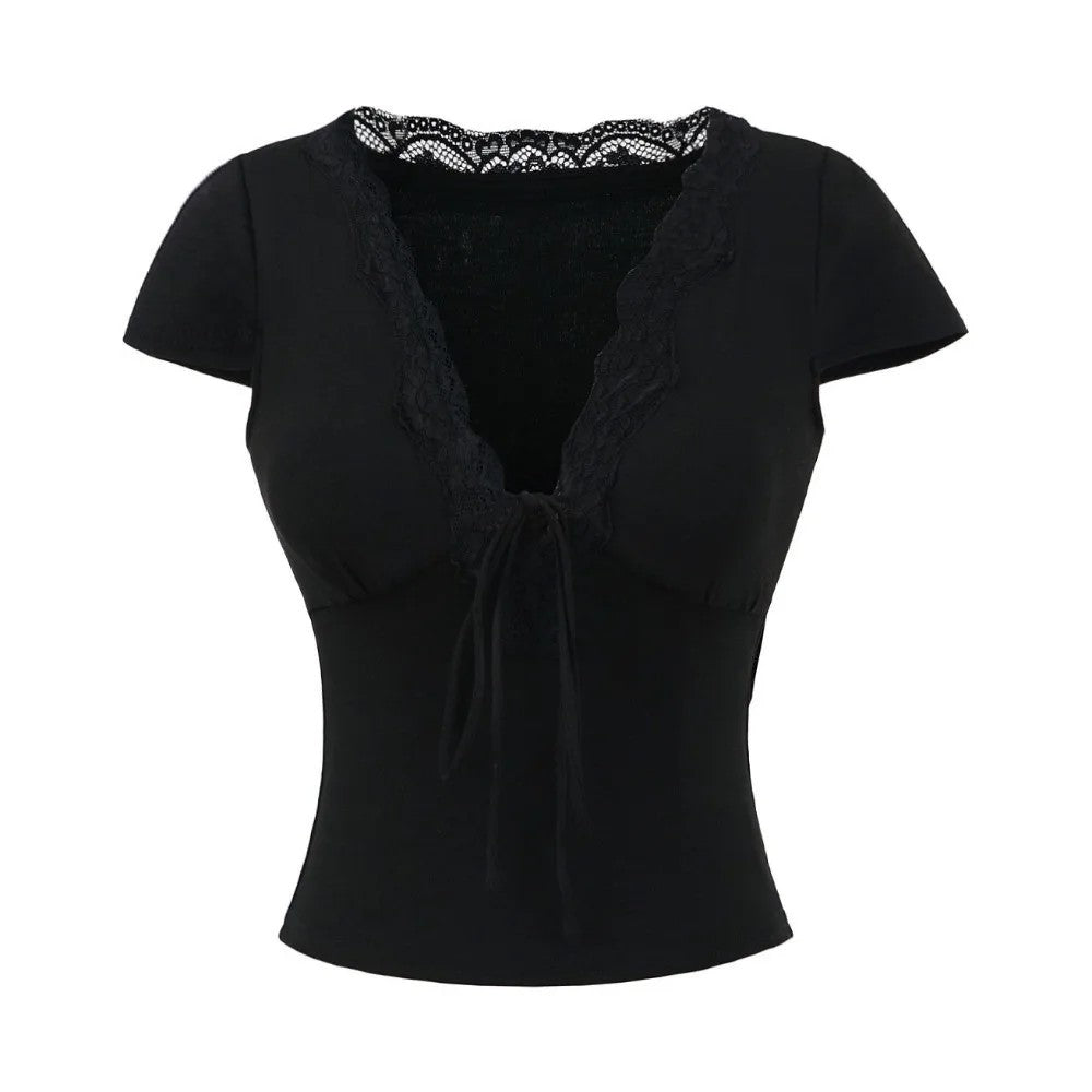 Vivara Lace Knit Top - Obsidian