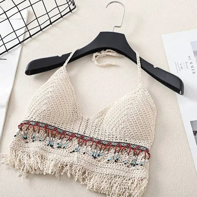 Zadar Crochet Halter Top - Apricot