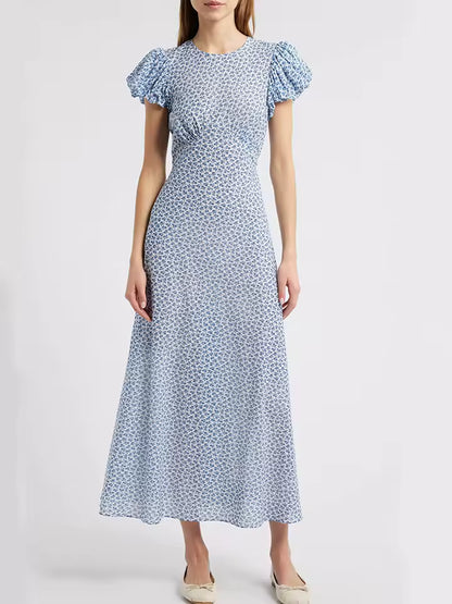 Verona Puff Sleeve Cotton Midi-Dress