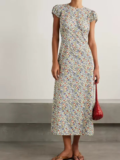 Verona Puff Sleeve Cotton Midi-Dress