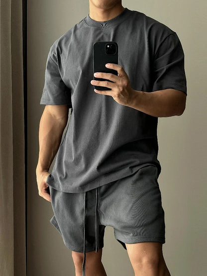 Sassari Pure Cotton Shorts Set - Charcoal