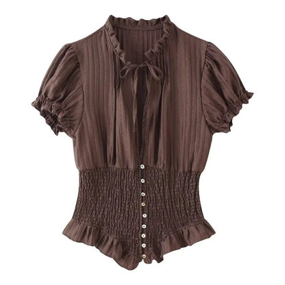 Asti Puff Sleeve Blouse - Espresso