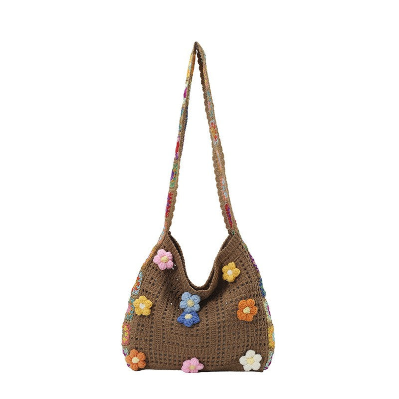 Sabina Floral Woven Bag - Sandstone