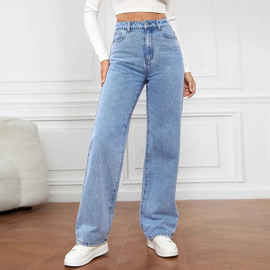 Adria Baggy Straight Jeans - Light Wash Denim