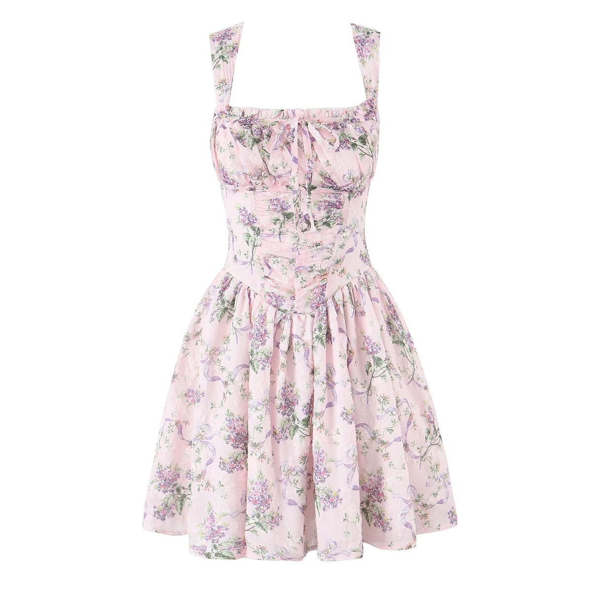 Aelia Ruched Floral Mini Dress