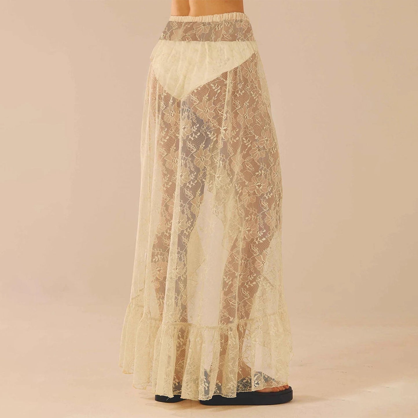 Aella Asymmetrical Lace Skirt