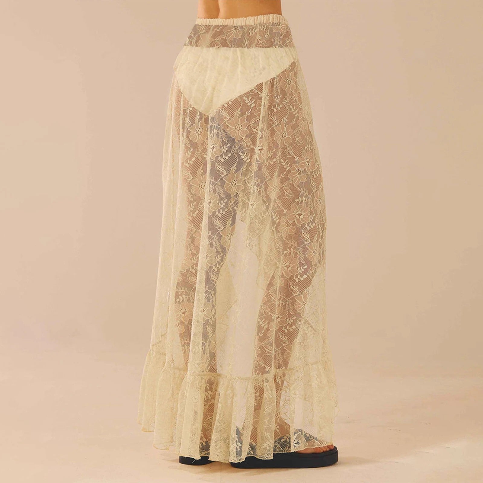 Aella Asymmetrical Lace Skirt