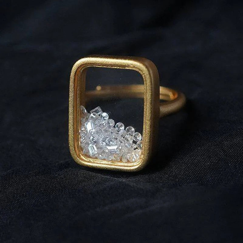 Aethera Shimmer Box Ring - Polished Gold