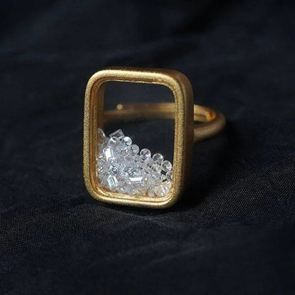 Aethera Shimmer Box Ring - Polished Gold