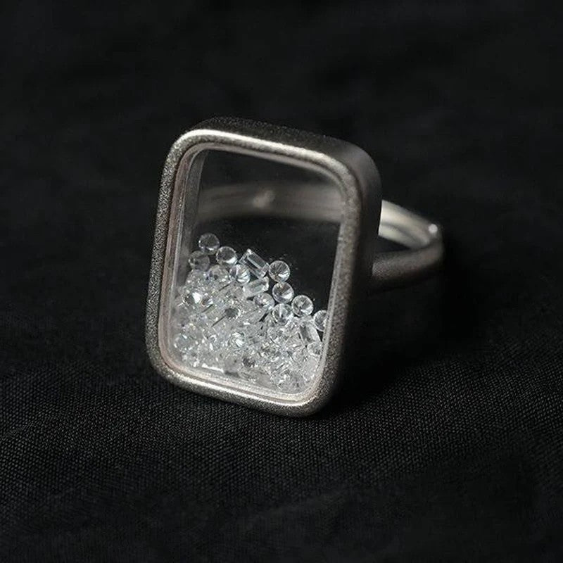 Aethera Shimmer Box Ring - Polished Silver