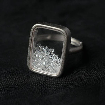 Aethera Shimmer Box Ring - Polished Silver