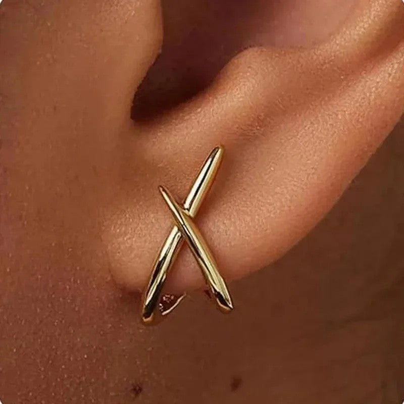 Alba Cross Stud Earrings - Gold