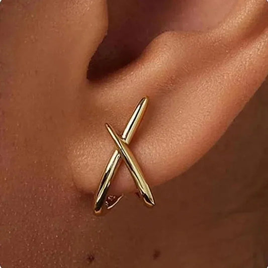 Alba Cross Stud Earrings - Gold