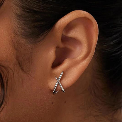 Alba Cross Stud Earrings - Silver