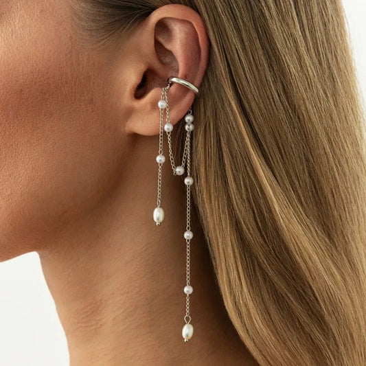 Alba Pearl Tassel Ear Cuffs