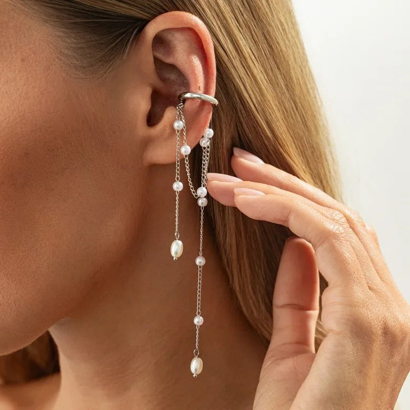 Alba Pearl Tassel Ear Cuffs