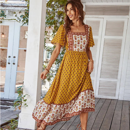 Salina Cotton Print Dress - Terracotta Bloom