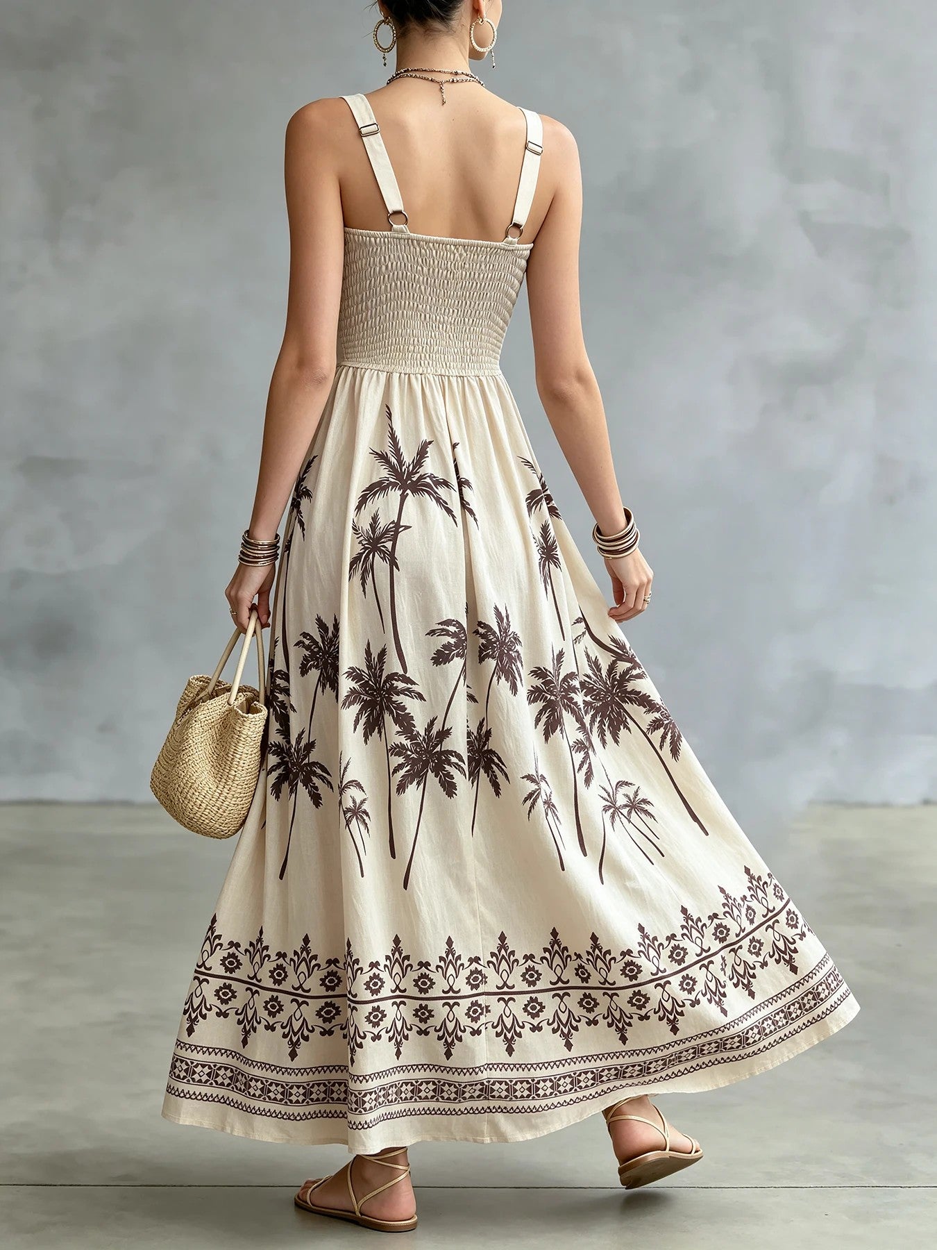Salina Palm Midi Dress