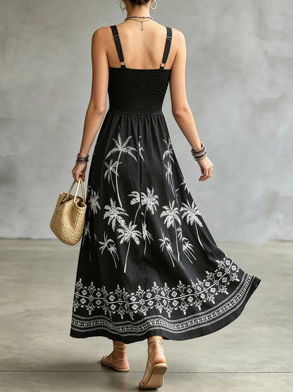 Salina Palm Midi Dress