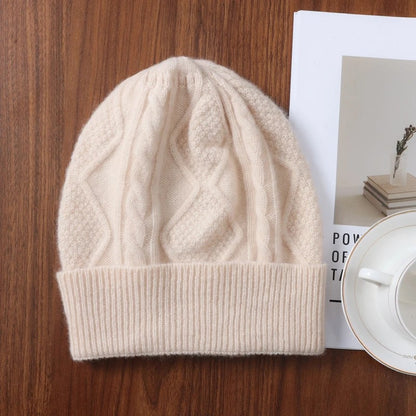 Altessa Rhombus Merino Wool Beanie - Ecru